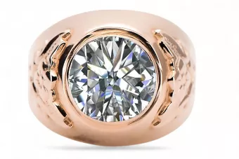 Circón Oro rosa antiguo original de 14k Anillo Vintage vrc078r